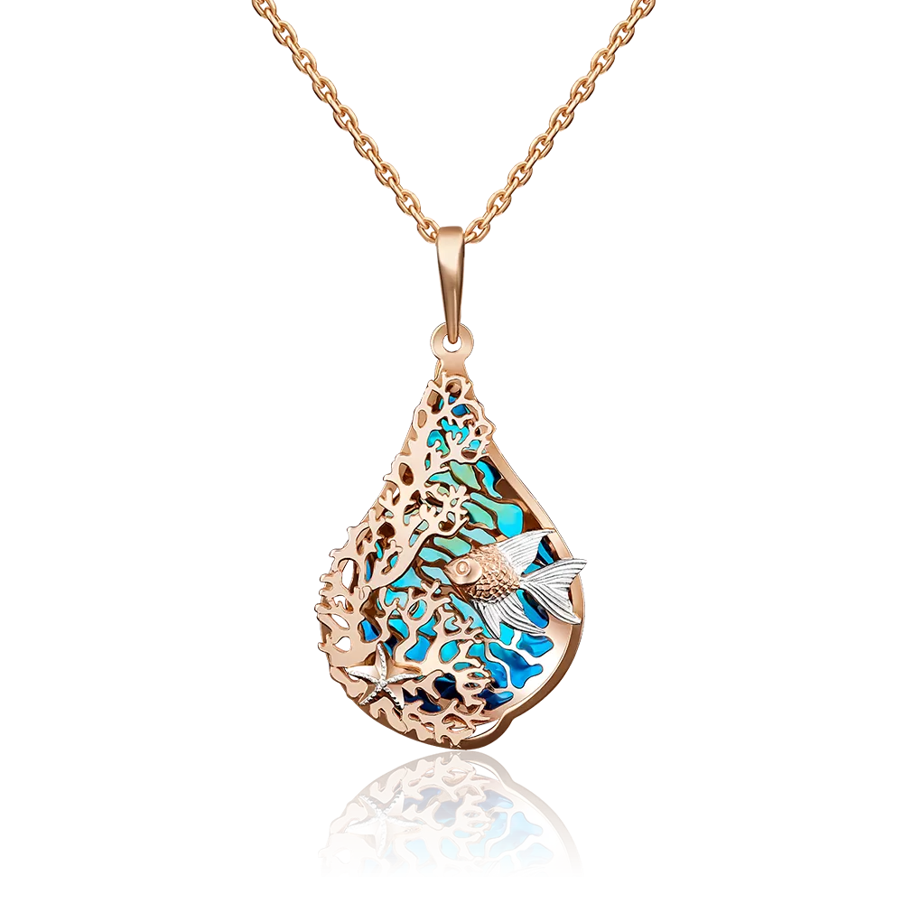 Подвеска «Подводный мир» из красного золота с эмалью 03-2699-00-000-1110-48