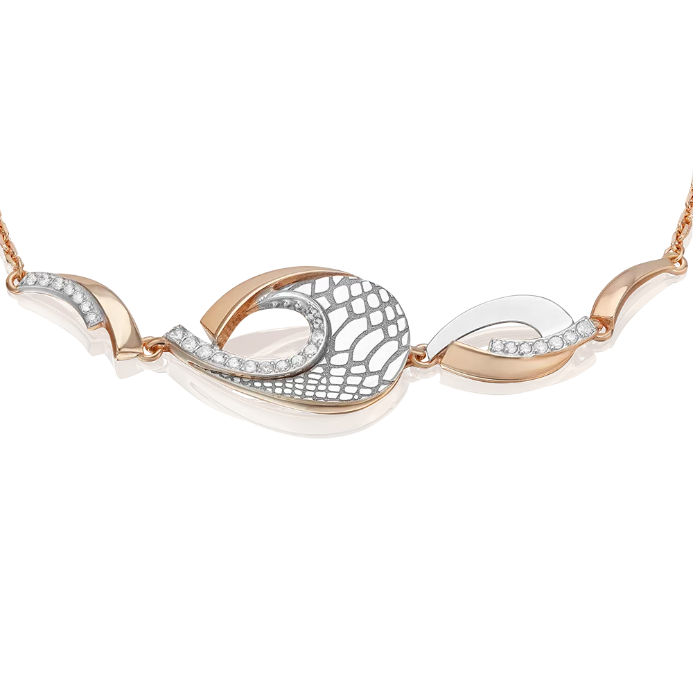 Браслет с принтом «Питон» из комбинированного золота с фианитами 05-0804-00-401-1111