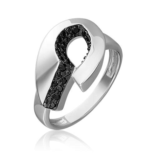 Кольцо из серебра с чёрными фианитами 01-5643-00-402-0200