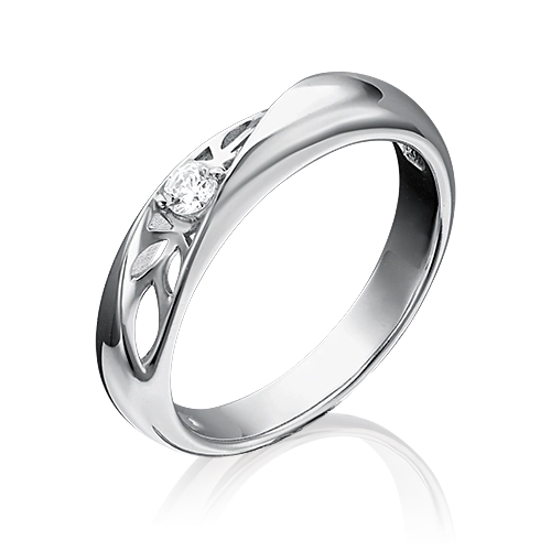 Обручальное кольцо из белого золота с фианитом 01-4737-00-501-1120-38