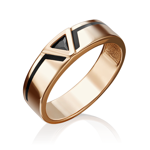Кольцо из красного золота с фианитом и эмалью 01-4653-00-402-1110-25