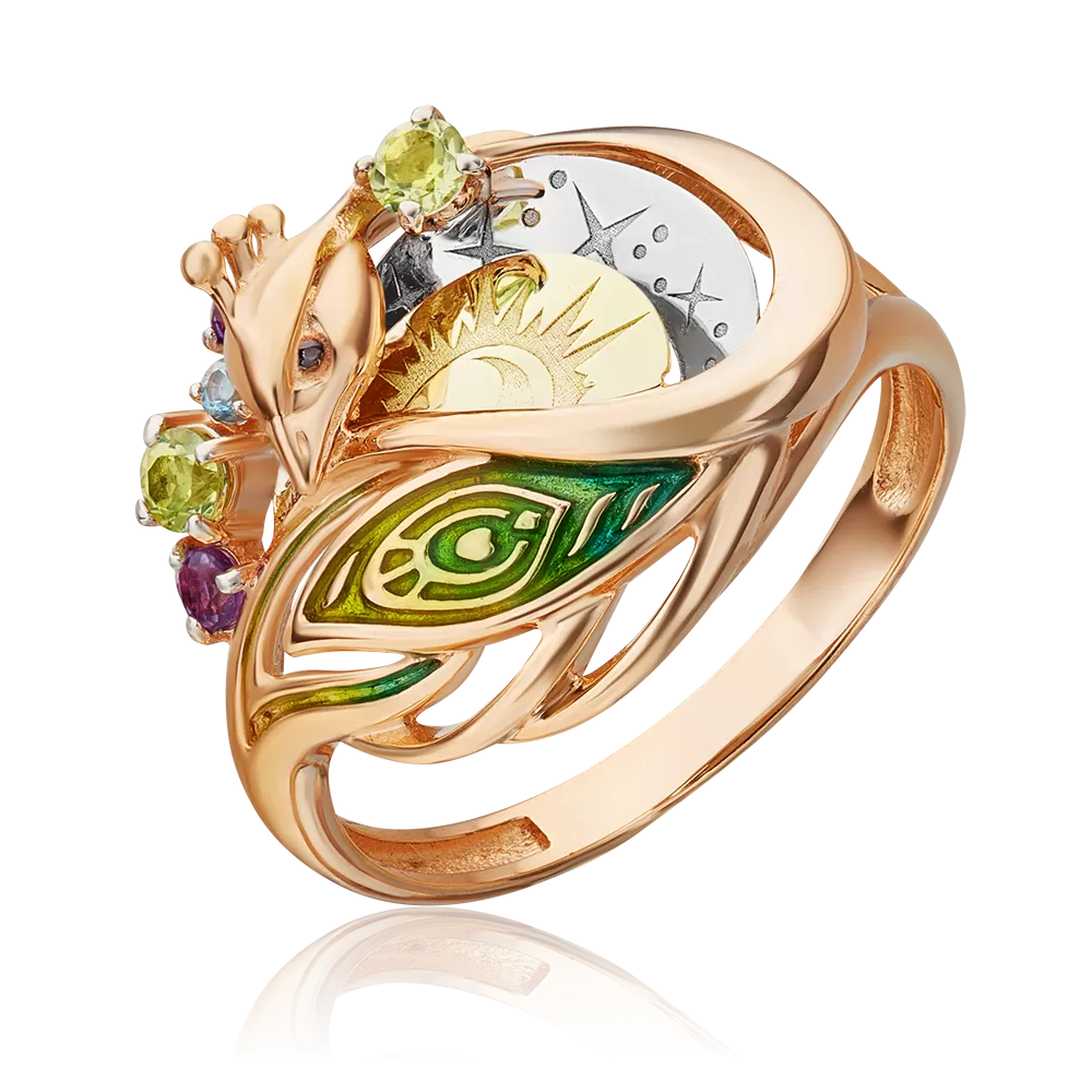 Кольцо «Преображение» из комбинированного золота с миксом камней и эмалью 01-5531-00-221-1140