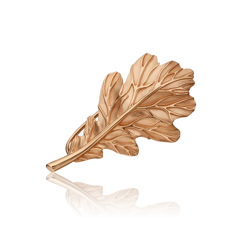 Брошь «Дубовый лист» из красного золота 04-0226-00-000-1110-02