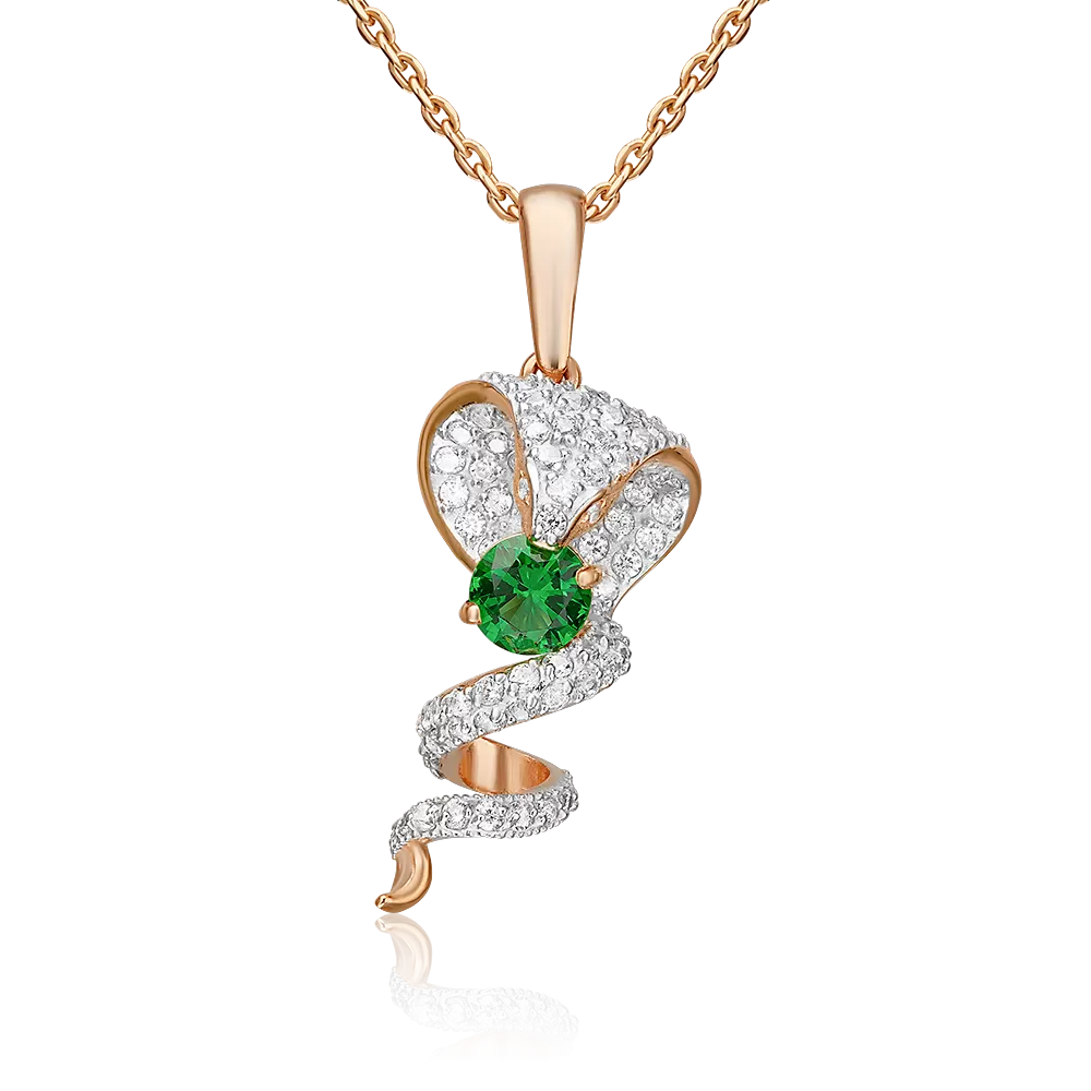 Подвеска «Кобра» из красного золота с фианитами 03-2118-00-404-1110-24