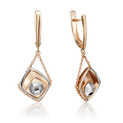 Серьги с английским замком из комбинированного золота 02-4285-00-000-1111-66