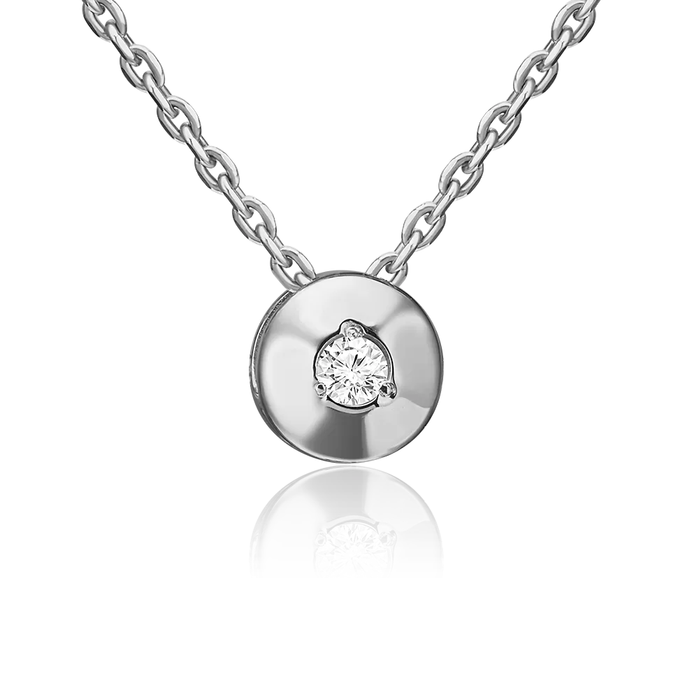 Подвеска-бегунок из белого золота с фианитом 03-1355-00-401-1120-03