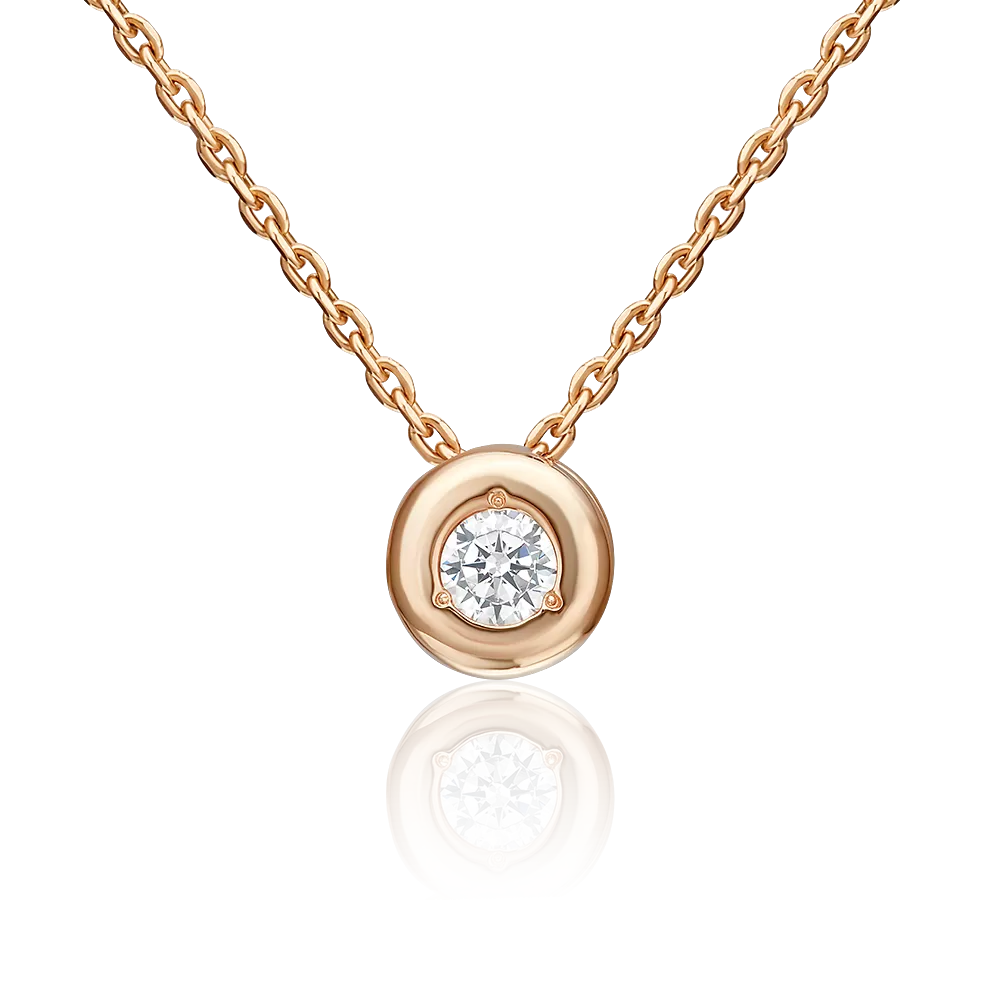 Подвеска-бегунок из красного золота с фианитом 03-1358-00-401-1110-03