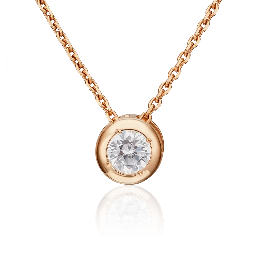 Подвеска-бегунок из красного золота с фианитом 03-1362-00-401-1110-03