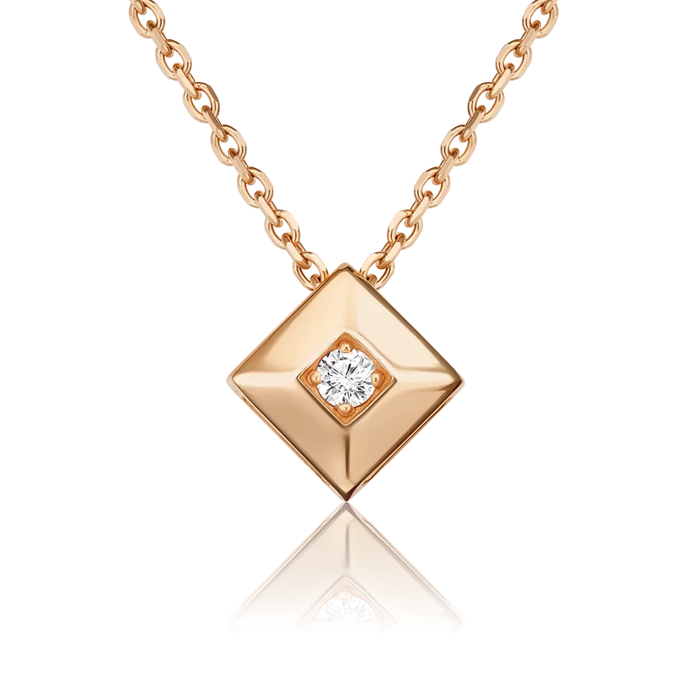 Подвеска-бегунок из красного золота с бриллиантом 03-0304-00-101-1110-30