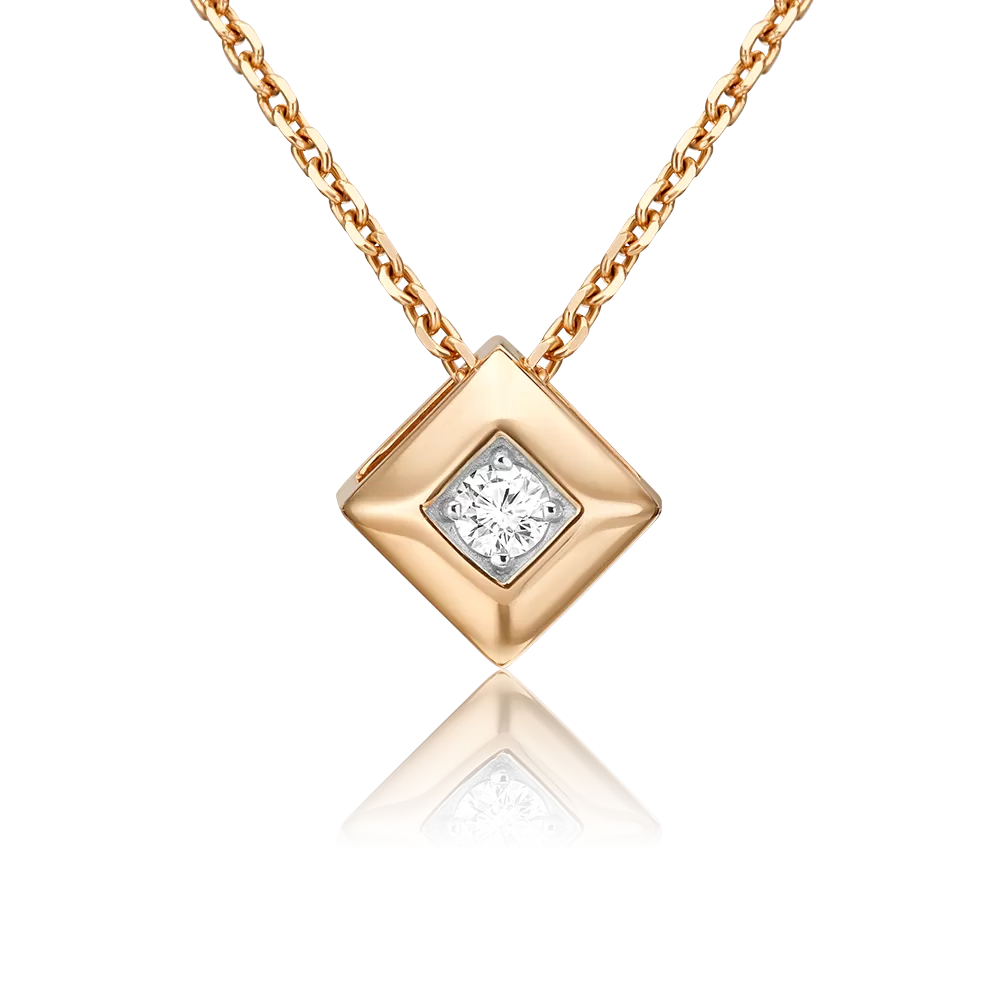 Подвеска-бегунок из красного золота с фианитом 03-0306-00-501-1110-38