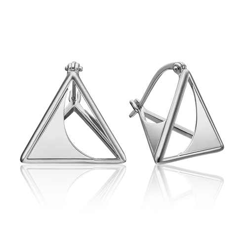 Серьги с турецким замком из белого золота 02-4596-00-000-1120-48