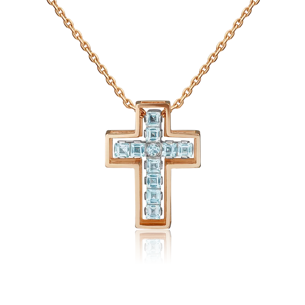 Декоративный крест из комбинированного золота с топазами 03-3148-00-201-1111-57