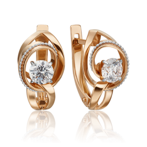 Серьги с английским замком из комбинированного золота c фианитом 02-4591-00-501-1111-38