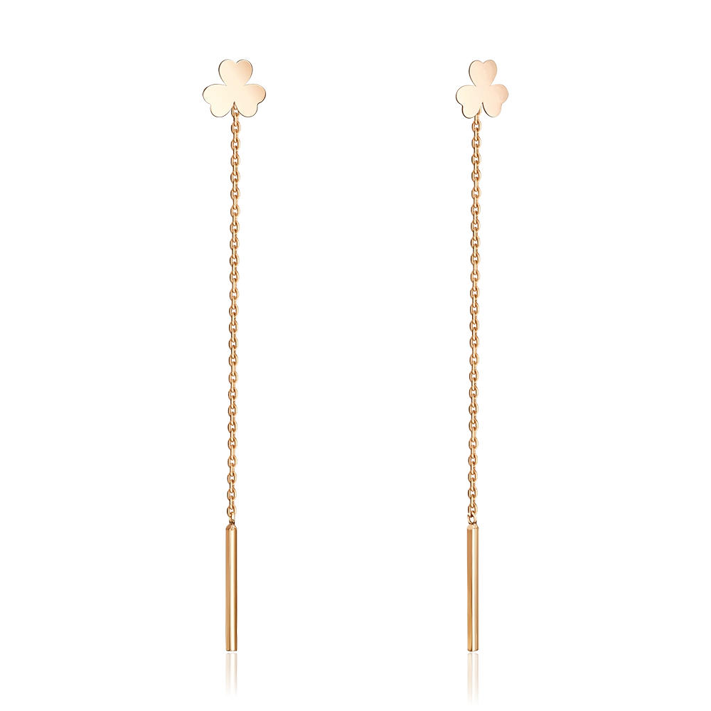Серьги-продевки «Клевер» из красного золота 02-5573-00-000-1110