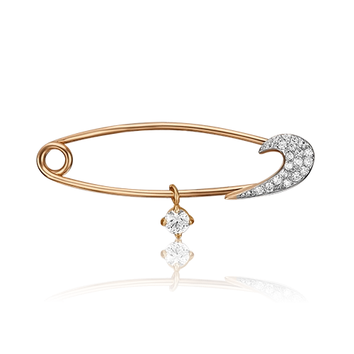 Брошь-булавка из красного золота с фианитами 04-0118-00-401-1110-23