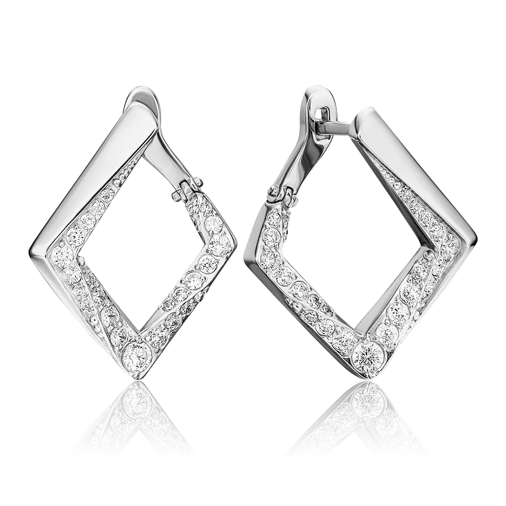 Серьги с английским замком из серебра с фианитами 02-4580-00-401-0200