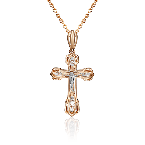 Православный крест из комбинированного золота 03-2803-00-000-1111-48