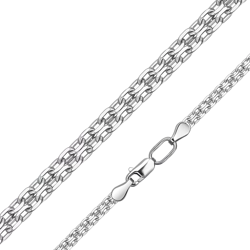 Цепь из белого золота с алмазной гранью (плетение «Бисмарк двойной якорь») 21-2003-050-1120-17