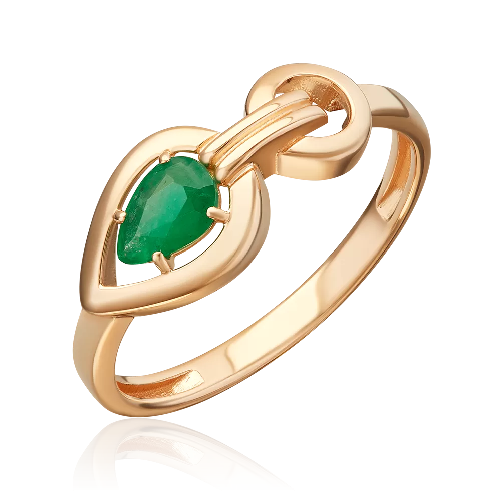 Кольцо из красного золота с изумрудом 01-5862-00-103-1110