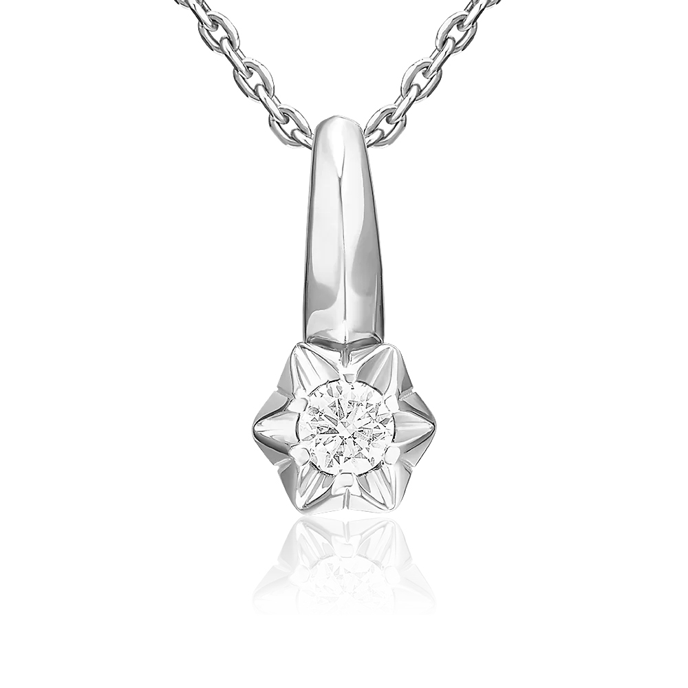 Подвеска из белого золота с бриллиантом 03-3524-00-101-1120