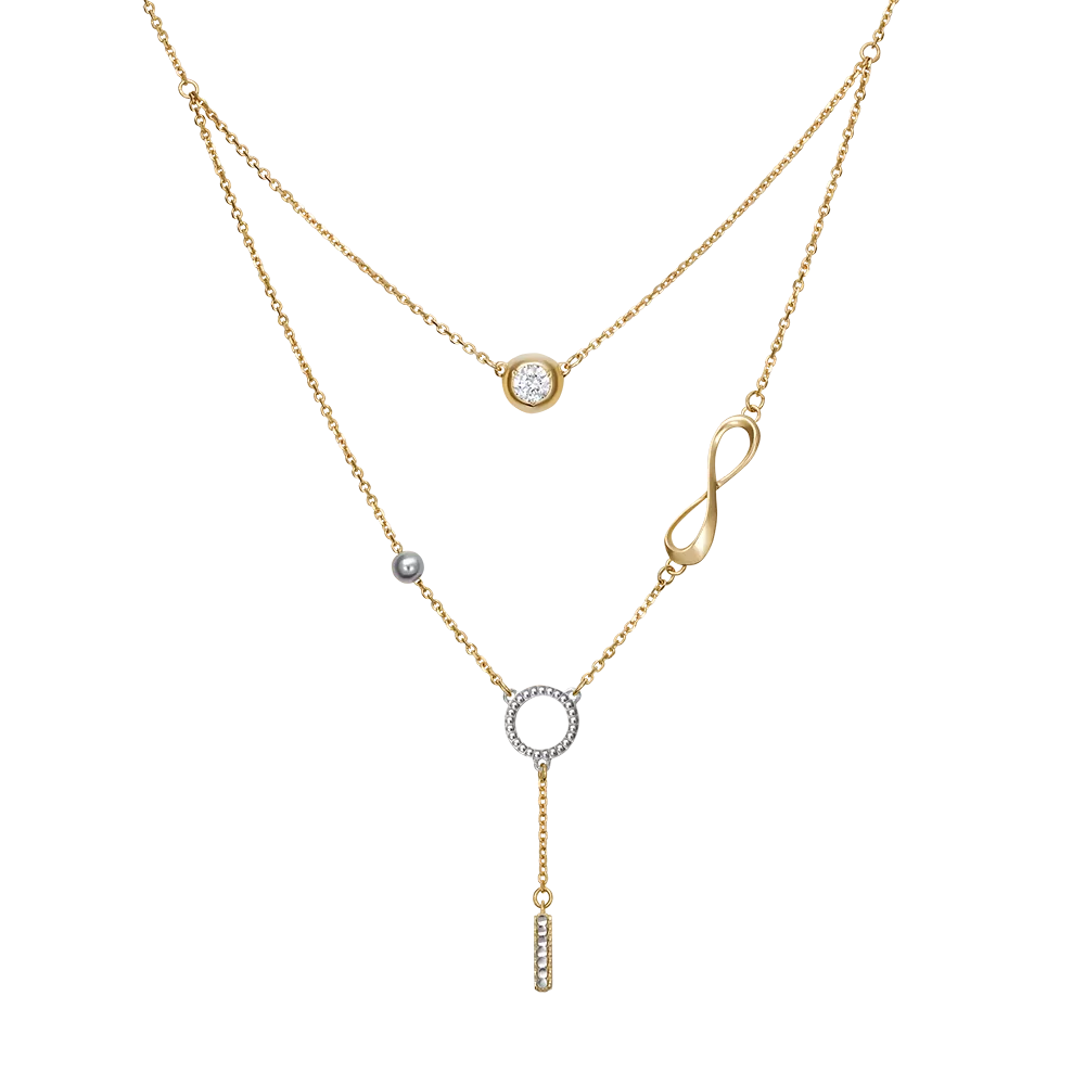 Колье из комбинированного золота с фианитом 07-0211-00-401-1121