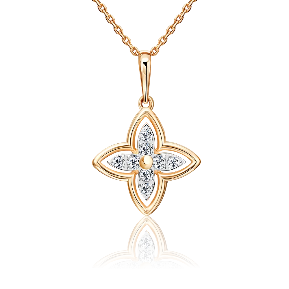 Подвеска из красного золота с фианитами 03-3634-00-401-1110