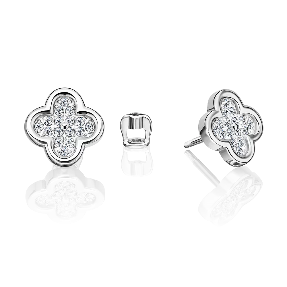 Серьги-пусеты из серебра с фианитами 02-5522-00-401-0200