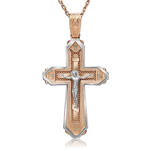 Православный крест из комбинированного золота 03-2939-00-000-1111-64