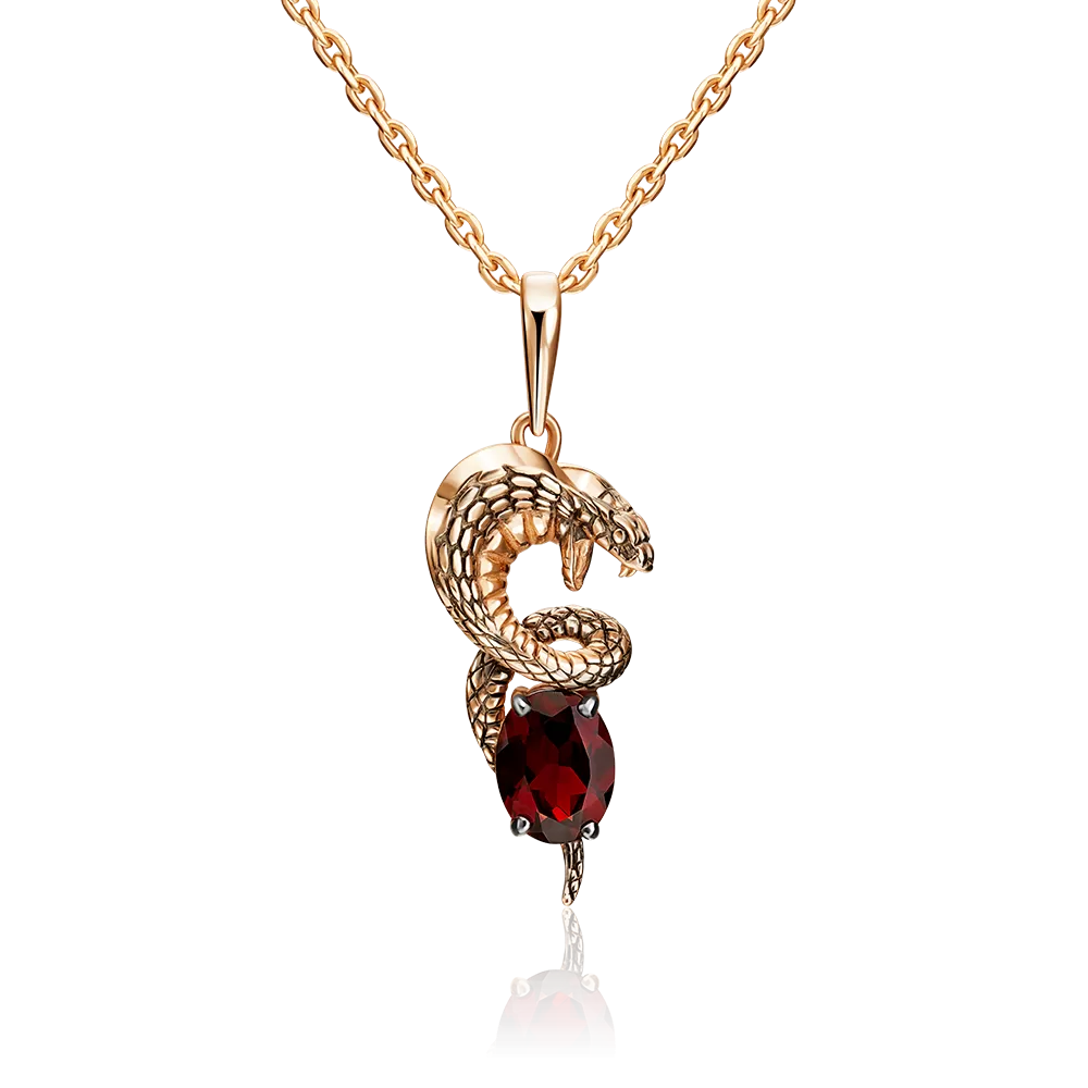 Подвеска «Защитница» из красного золота с гранатом 03-3164-00-204-1110-57