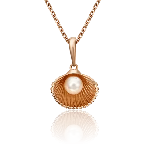 Подвеска «Ракушка» из красного золота с жемчугом культивированным 03-3063-00-301-1110-31