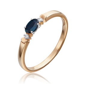 Кольцо из комбинированного золота c сапфиром и бриллиантами 01-0777-00-105-1111-30