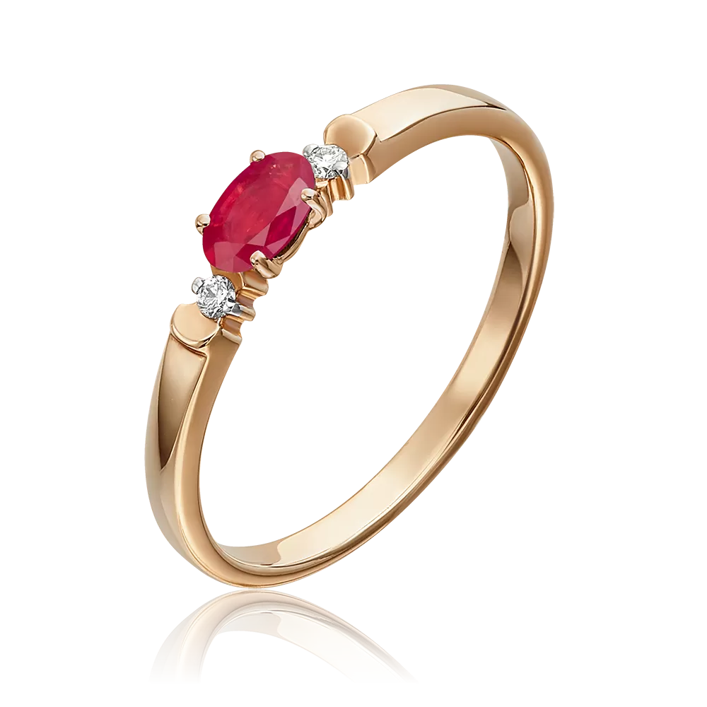 Кольцо из красного золота с рубином и бриллиантами 01-0777-00-107-1110-30