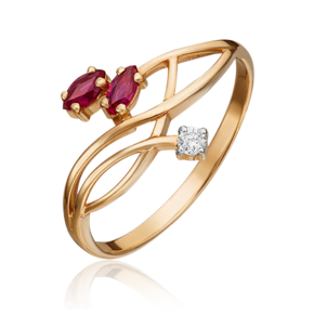 Кольцо из красного золота c рубинами и бриллиантом 01-0781-00-107-1110-30