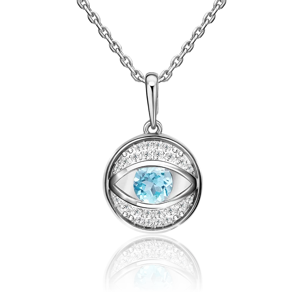 Подвеска «Глаз» из белого золота с топазом и натуральными топазами white 03-2990-00-201-1120-57