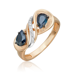 Кольцо из комбинированного золота с сапфиром и бриллиантом 01-5723-00-105-1111