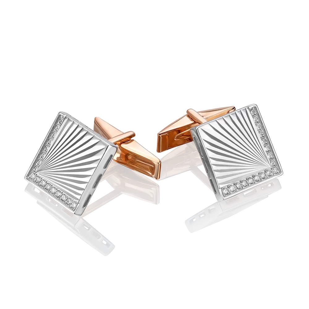 Запонки из комбинированного золота с бриллиантами 10-0027-00-101-1111-30