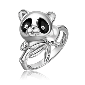 Кольцо «Панда» из серебра c эмалью 01-5593-00-000-0200