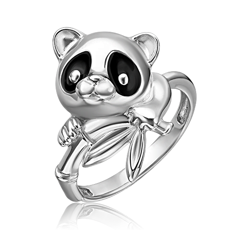 Кольцо «Панда» из серебра c эмалью 01-5593-00-000-0200
