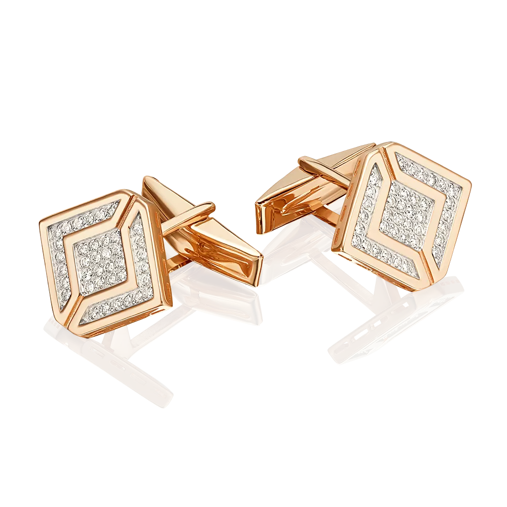 Запонки из красного золота с бриллиантами 10-0009-00-101-1110-30