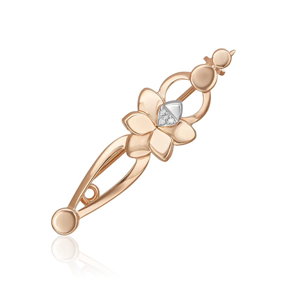 Брошь из комбинированного золота с бриллиантами 04-0270-00-101-1111