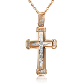 Православный крест из комбинированного золота 03-3024-00-000-1111-42