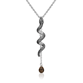 Подвеска «Змея» из серебра c кварцем дымчатым 03-3202-00-202-0200-68