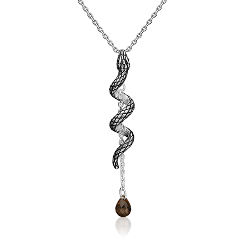 Подвеска «Змея» из серебра c кварцем дымчатым 03-3202-00-202-0200-68