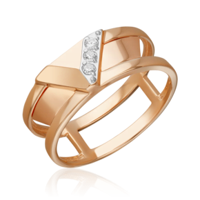 Кольцо из красного золота с фианитом 01-5693-00-401-1110