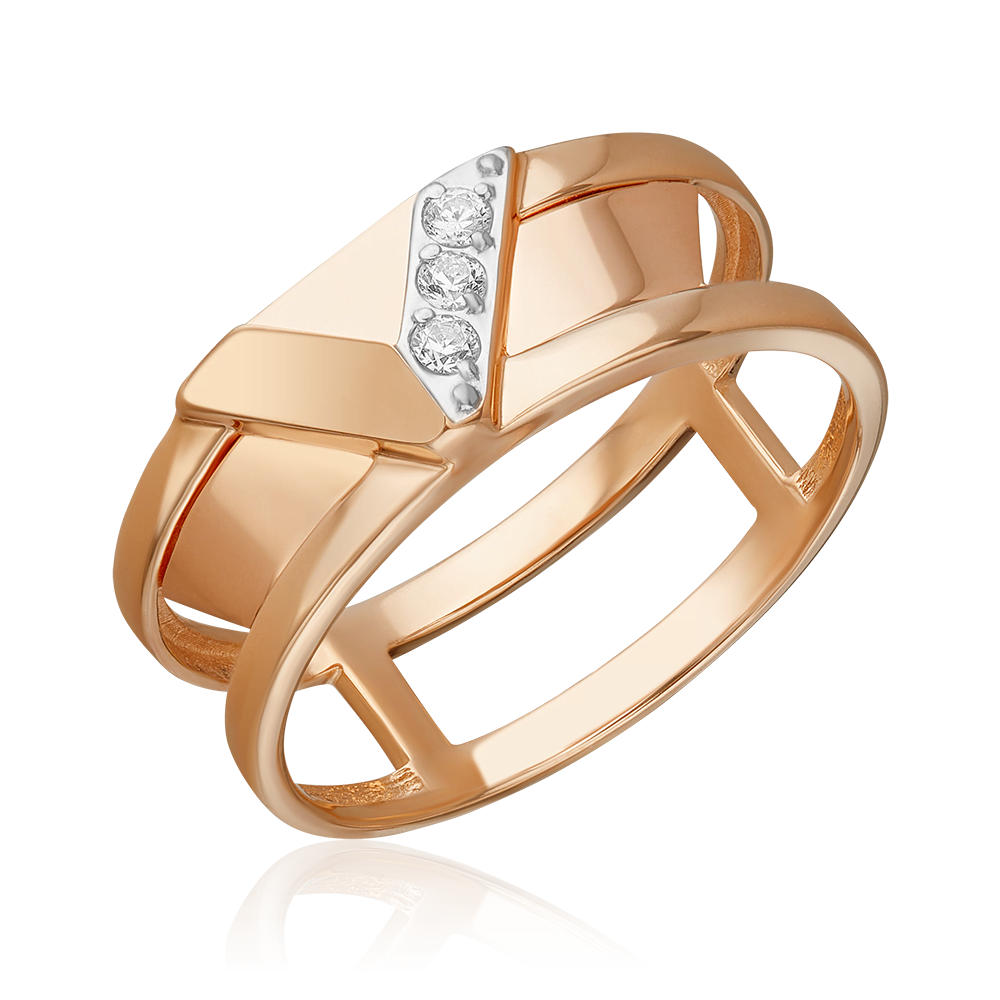 Кольцо из красного золота с фианитом 01-5693-00-401-1110