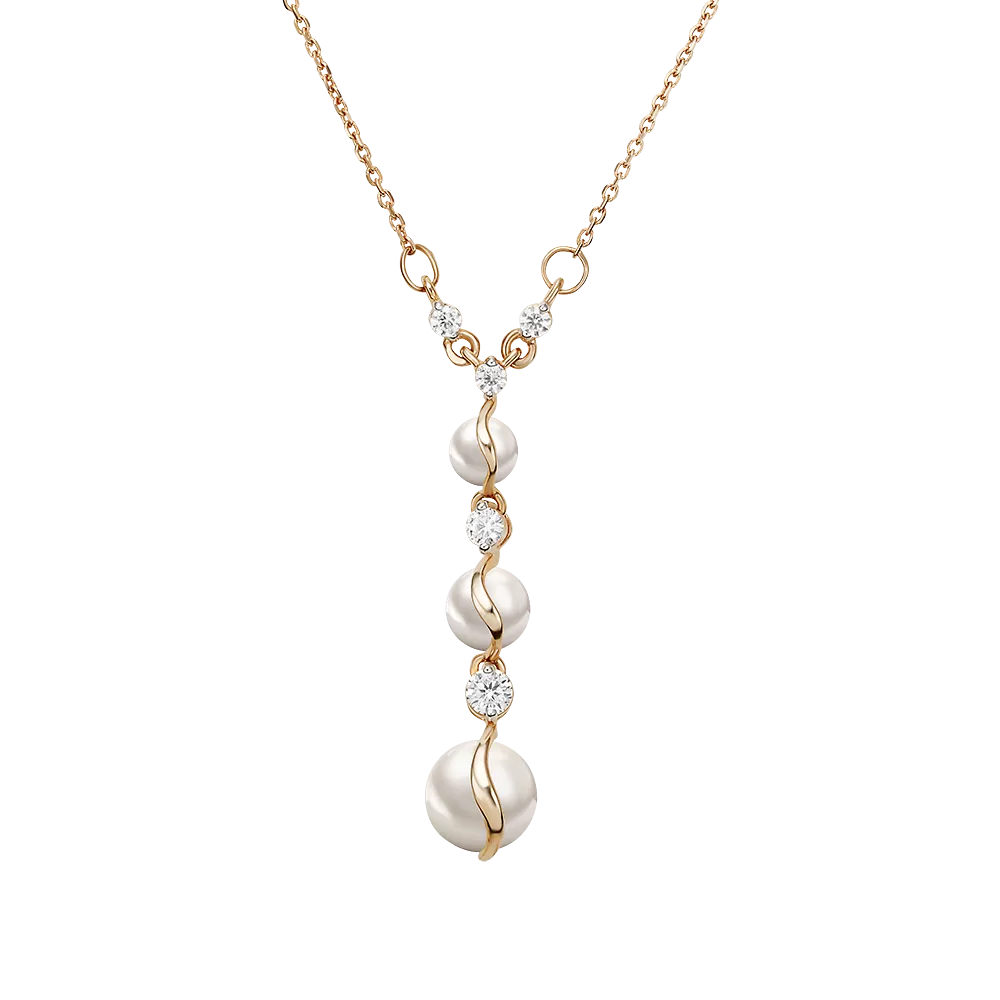 Колье из красного золота с жемчугом культивированным и фианитами 07-0109-00-302-1110-31