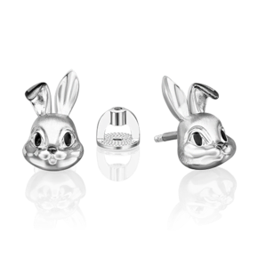 Серьги-пусеты «Кролики» из серебра c эмалью 02-5110-00-000-0200