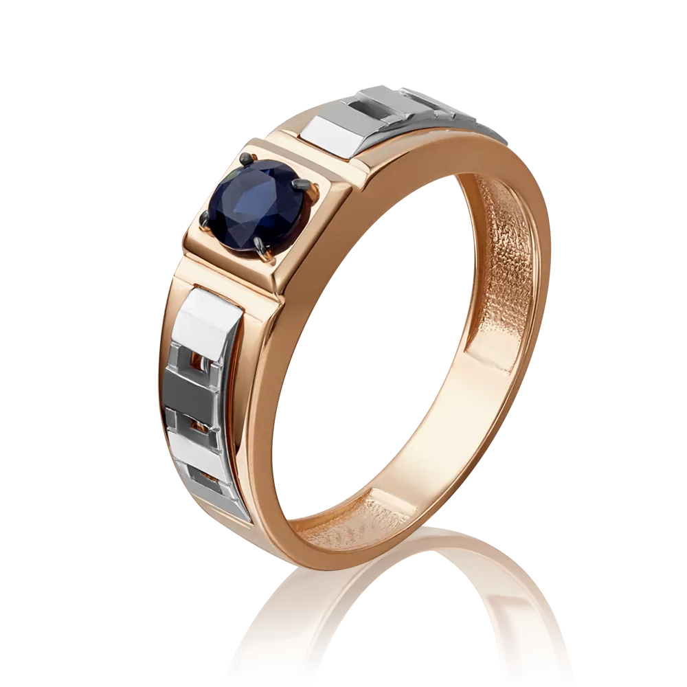 Печатка из комбинированного золота с сапфиром 01-5173-00-102-1111-30