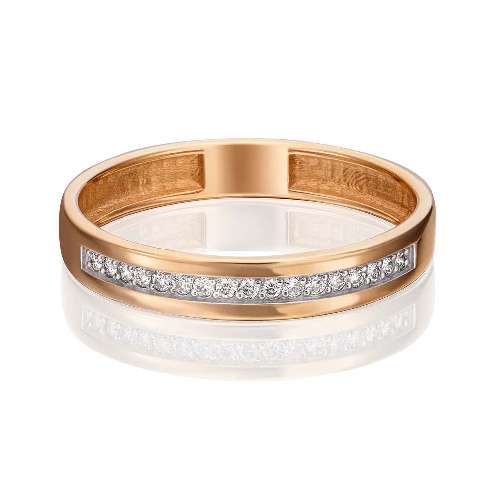 Обручальное кольцо из красного золота с бриллиантами 01-1484-00-101-1110-30