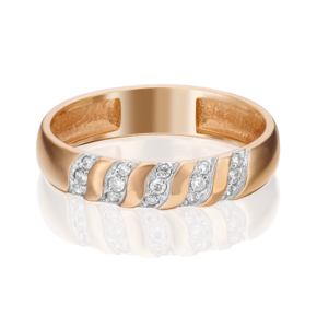 Обручальное кольцо из красного золота с бриллиантом 01-1488-00-101-1110-30